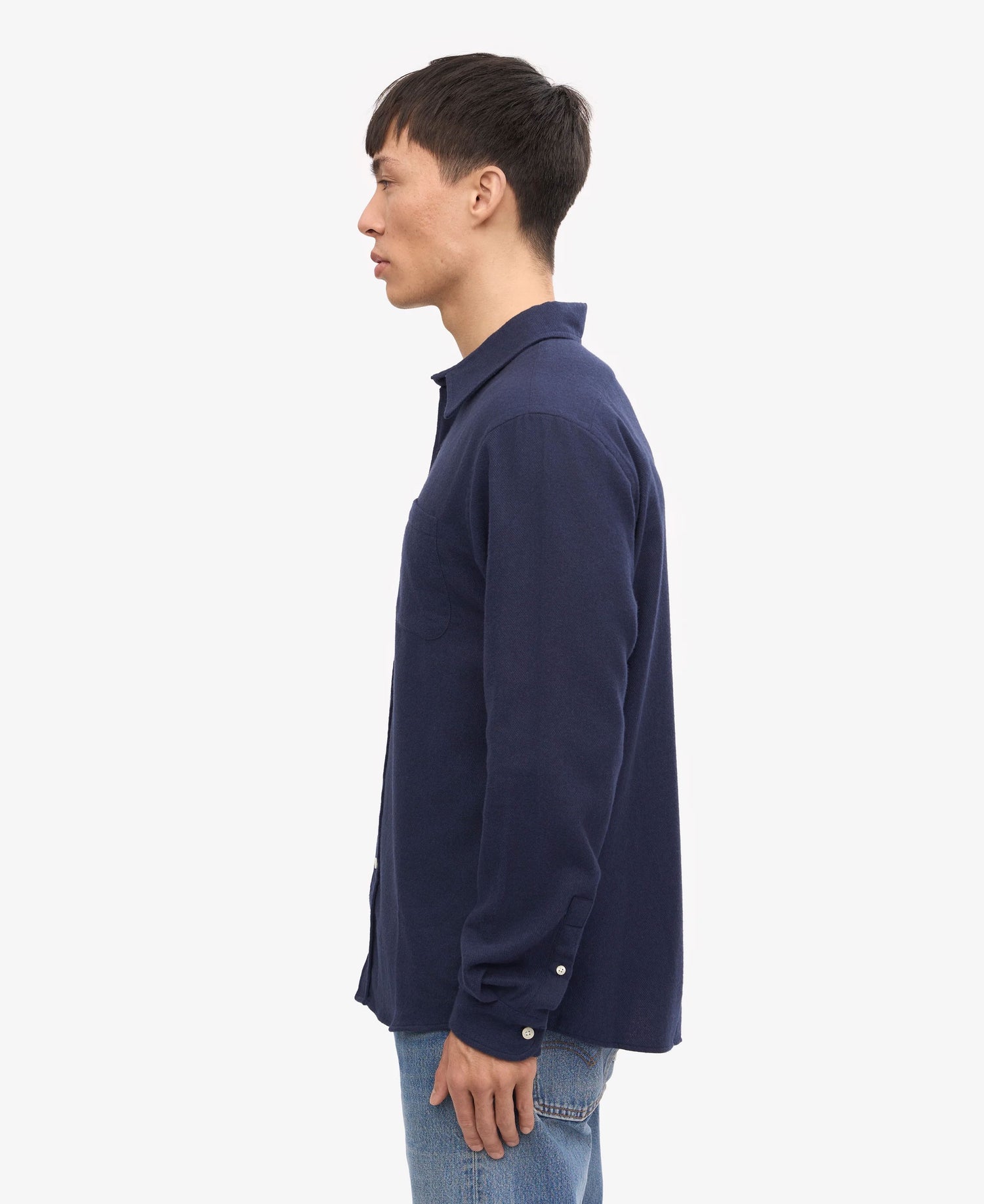 Organic Flannel Shirt - Navy Blue