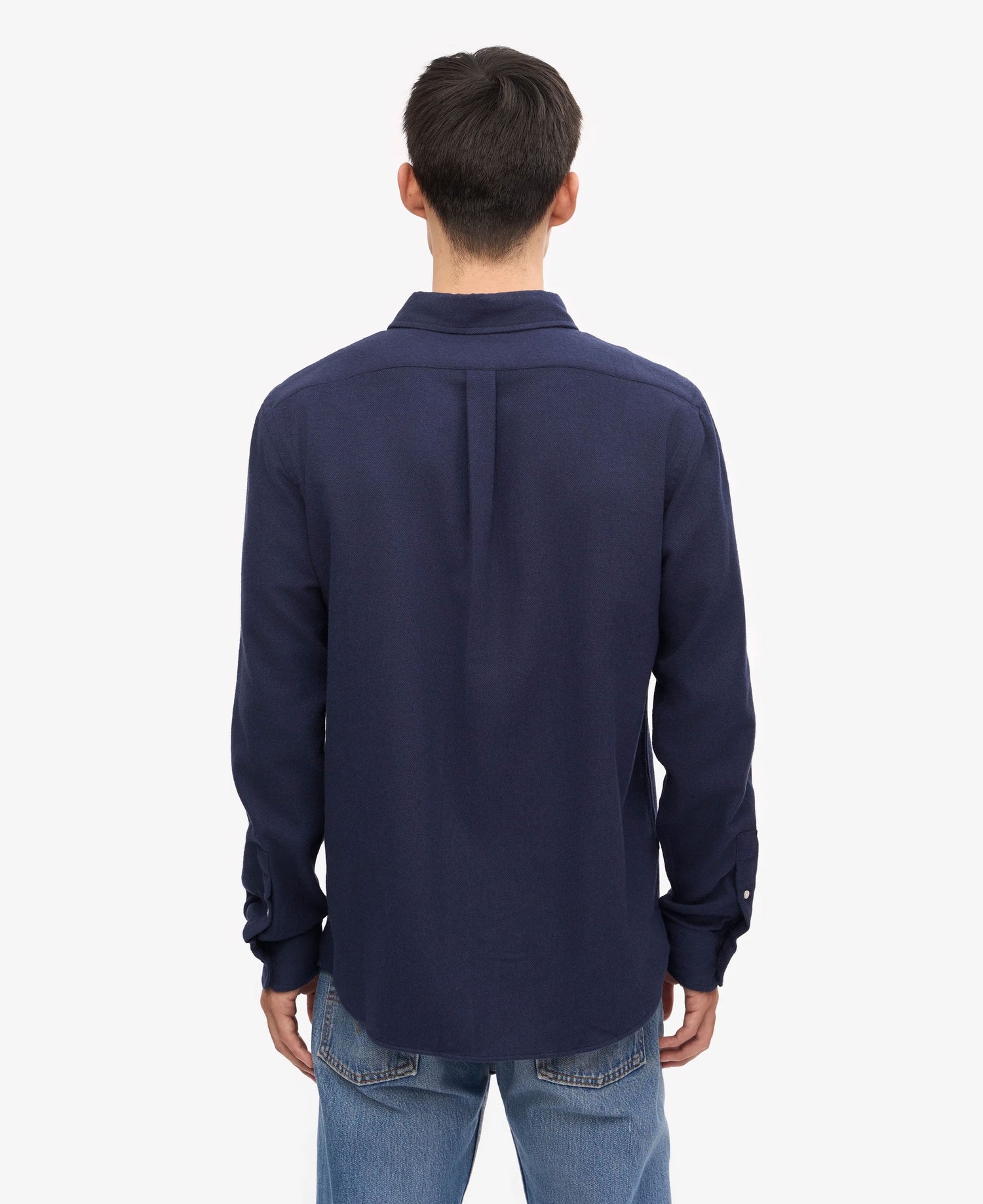 Organic Flannel Shirt - Navy Blue