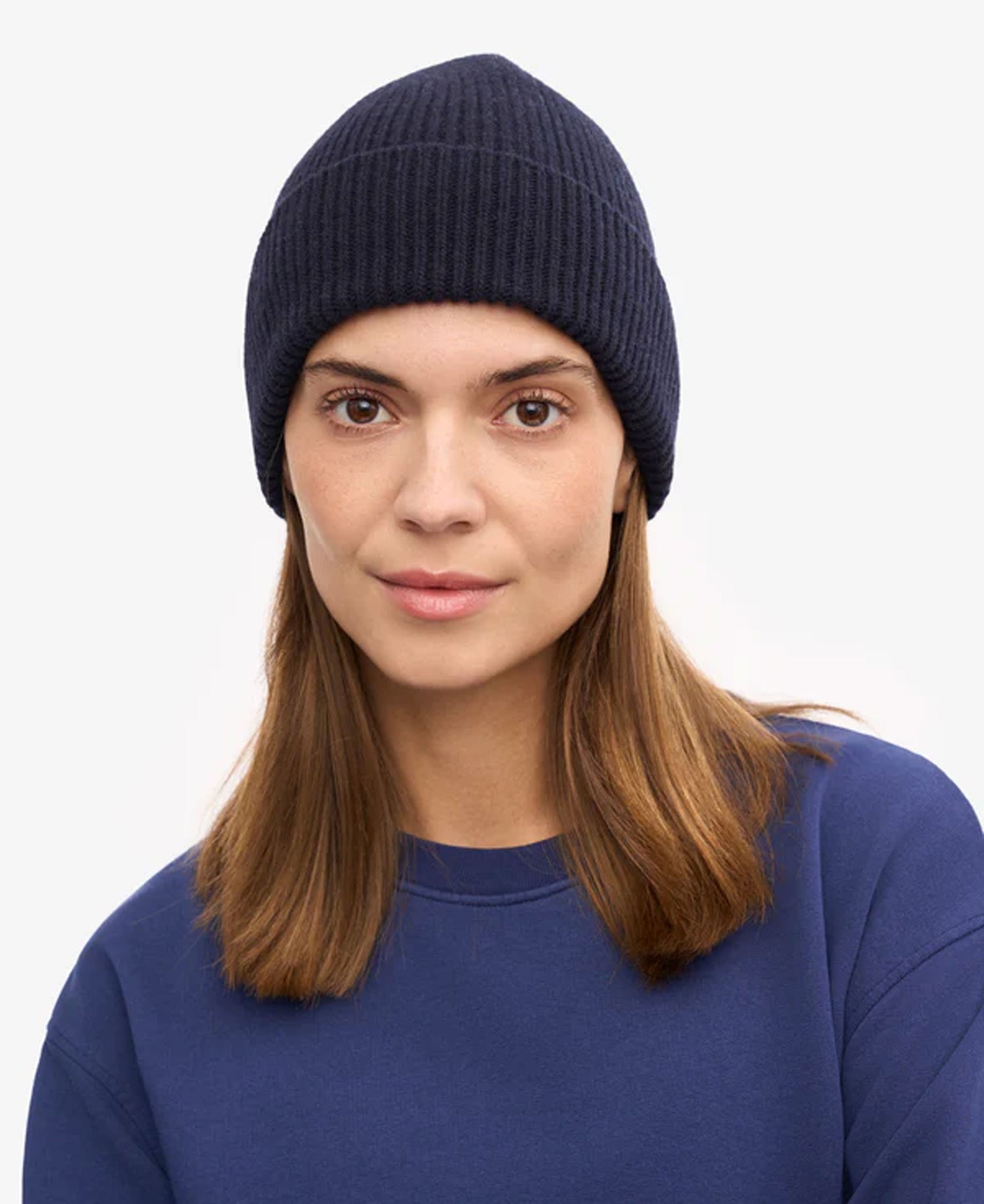 Merino Wool Beanie - Navy Blue