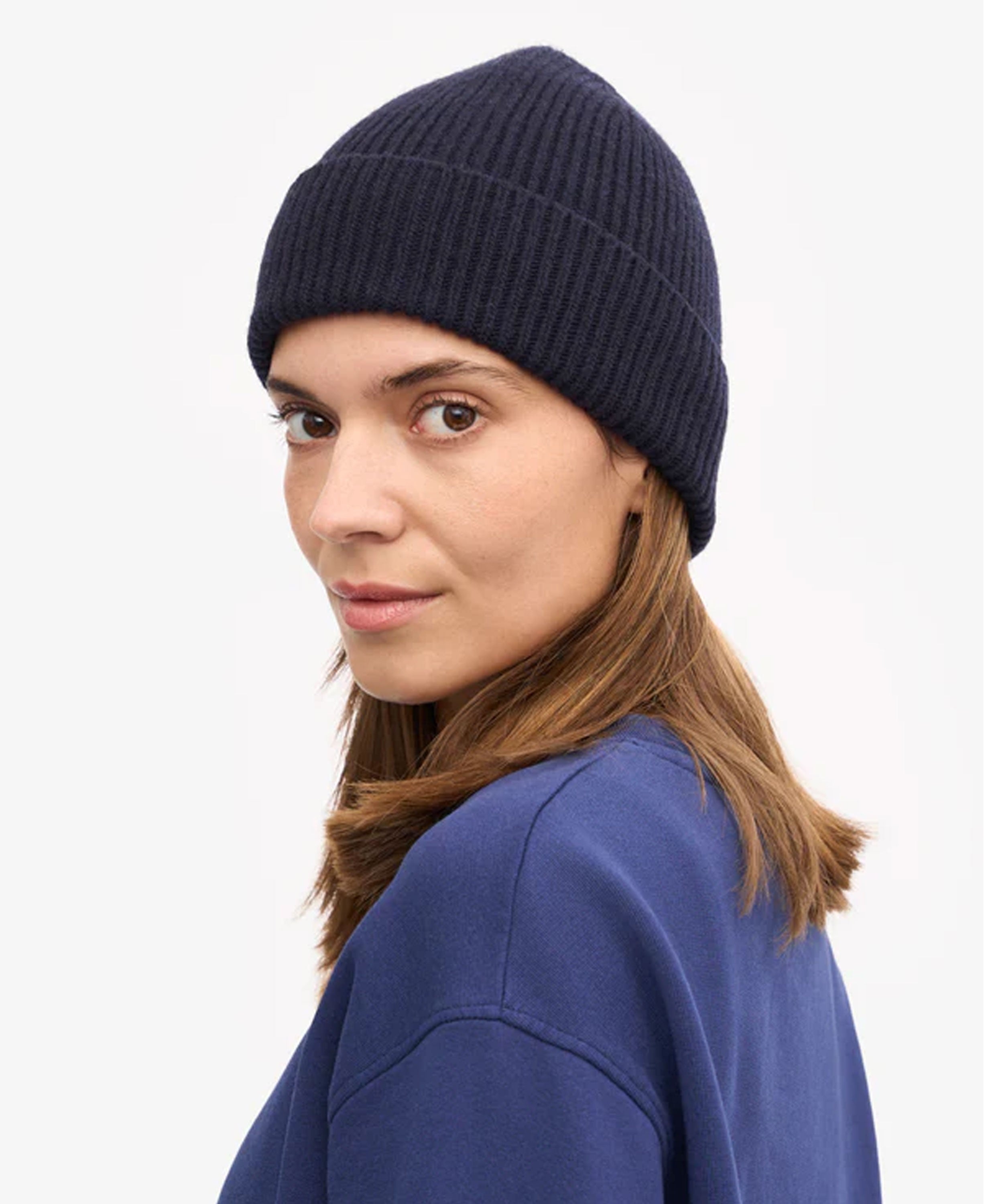 Merino Wool Beanie - Navy Blue