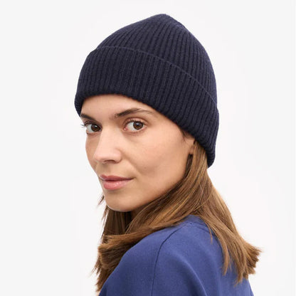 Merino Wool Beanie - Navy Blue