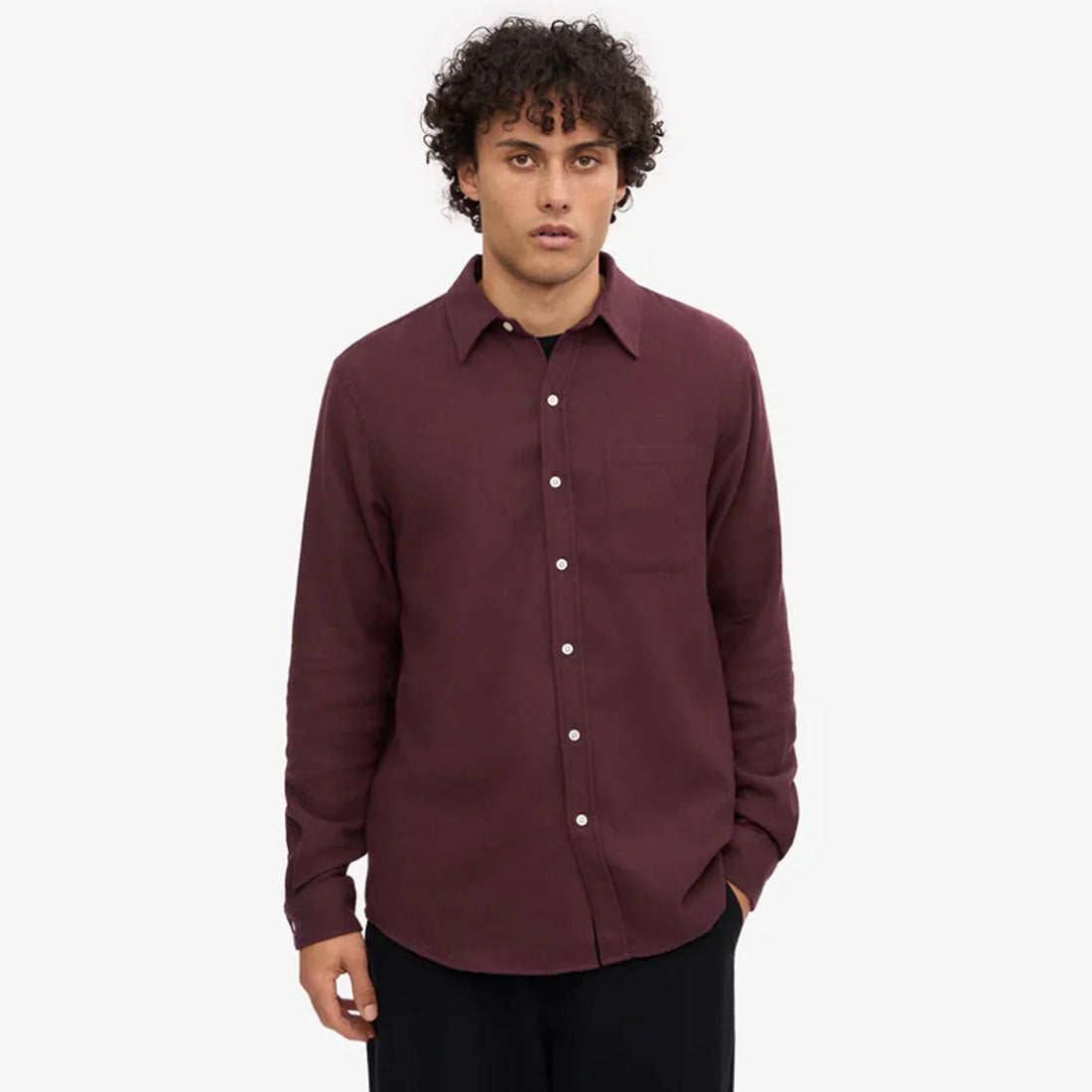 Organic Flannel Shirt - Oxblood Red