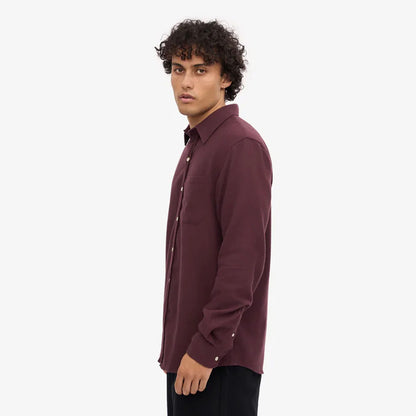 Organic Flannel Shirt - Oxblood Red