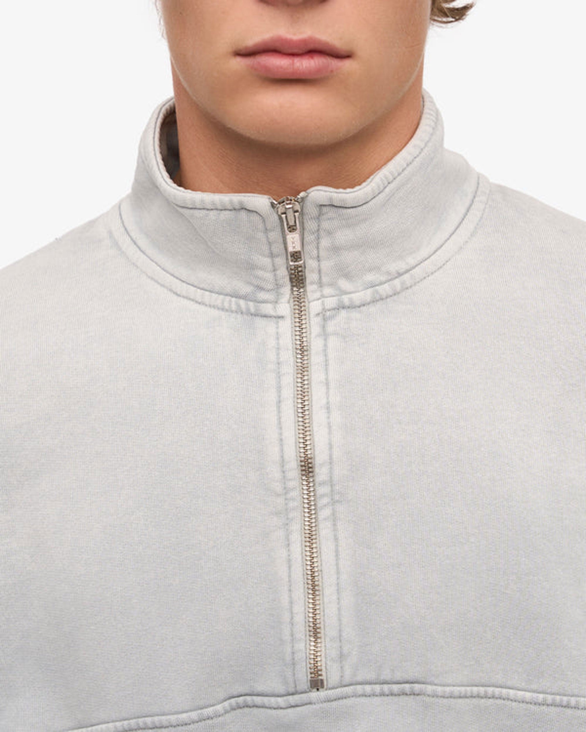 Organic Quarter Zip - Faded Grey
