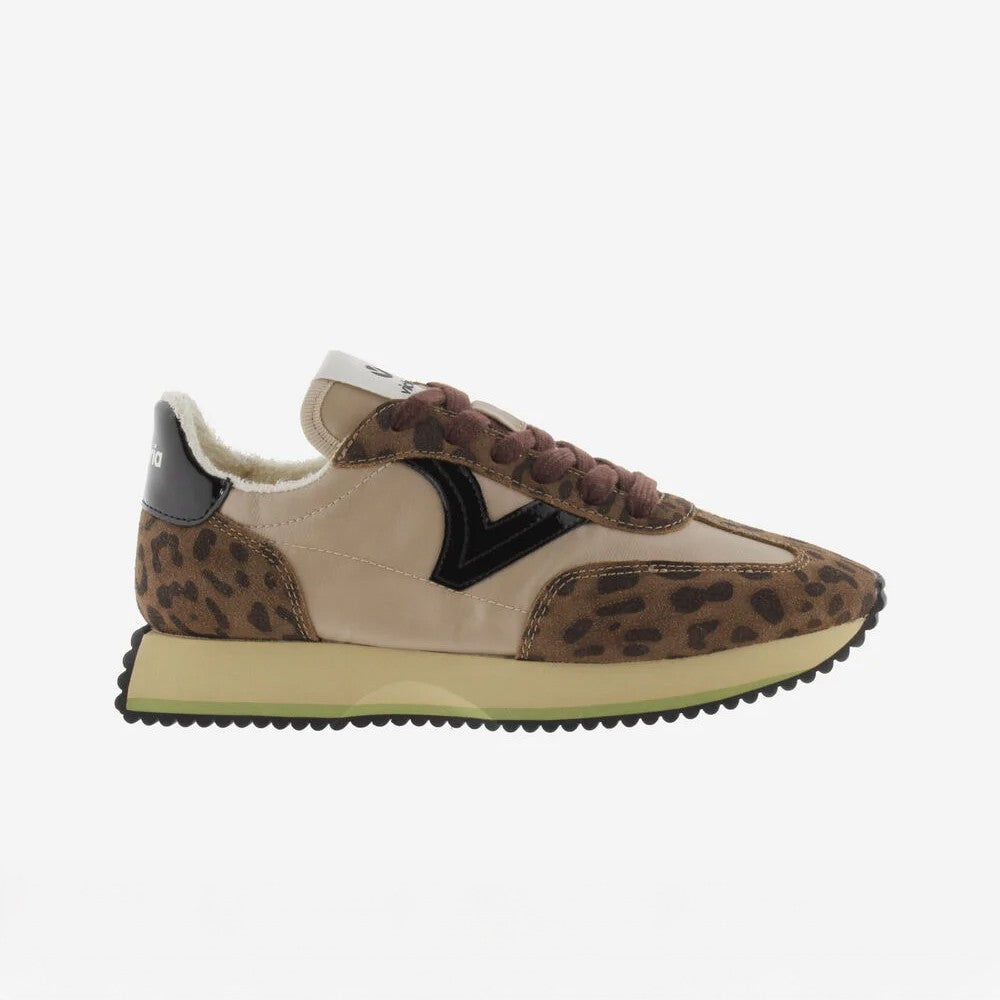 Cosmos Nylon Animal Print Trainer - Chocolate
