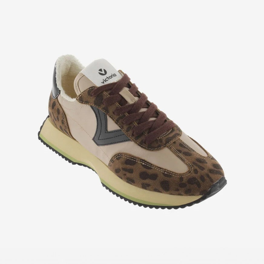 Cosmos Nylon Animal Print Trainer - Chocolate