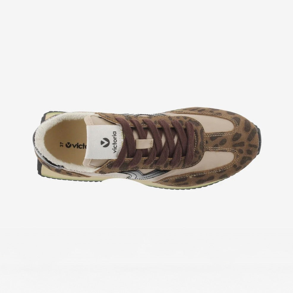 Cosmos Nylon Animal Print Trainer - Chocolate