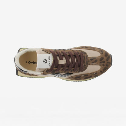 Cosmos Nylon Animal Print Trainer - Chocolate