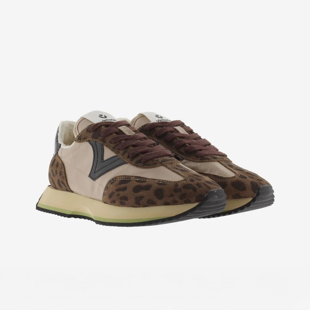 Cosmos Nylon Animal Print Trainer - Chocolate