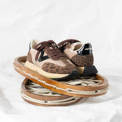 Cosmos Nylon Animal Print Trainer - Chocolate
