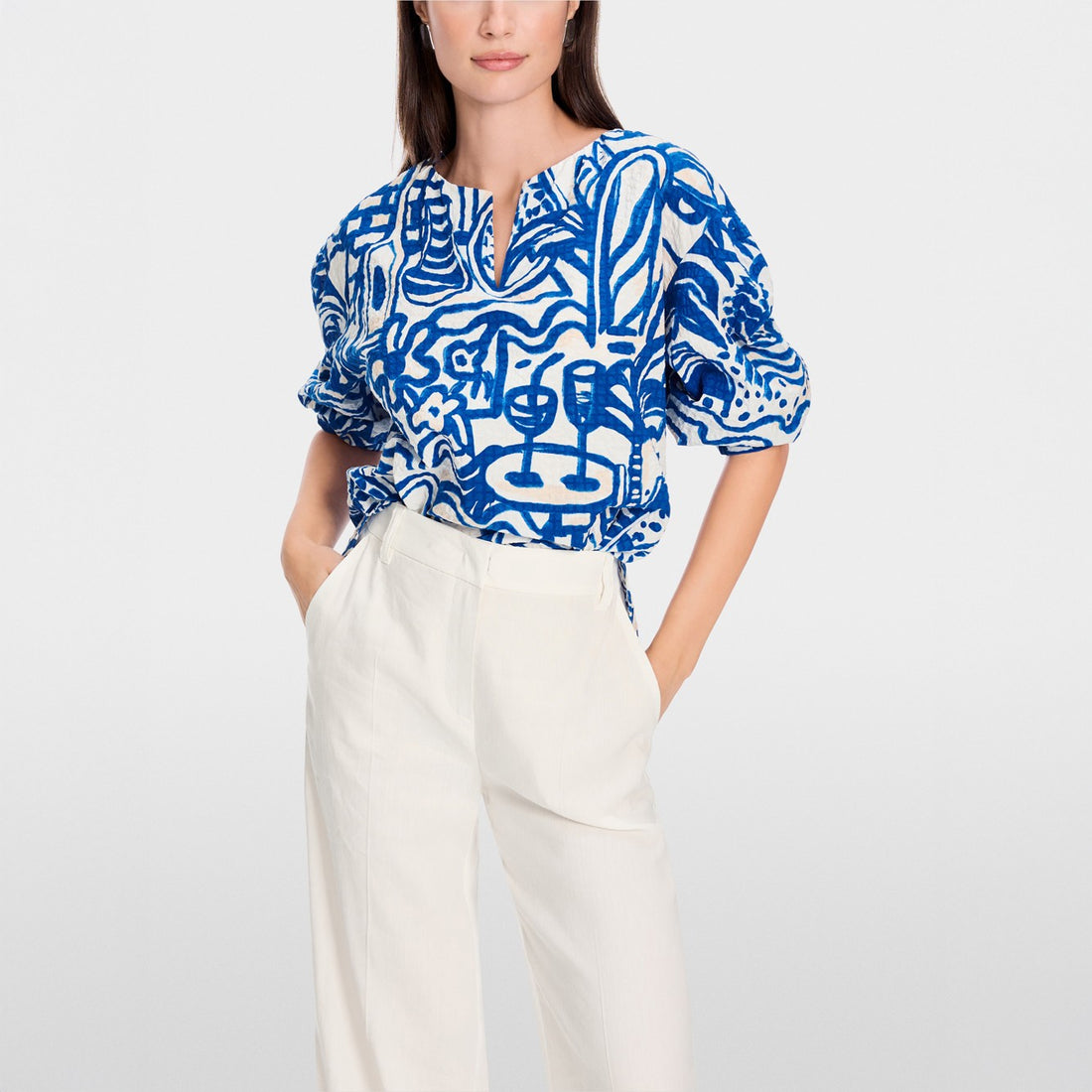Cotton Print Top - Vivid Blue