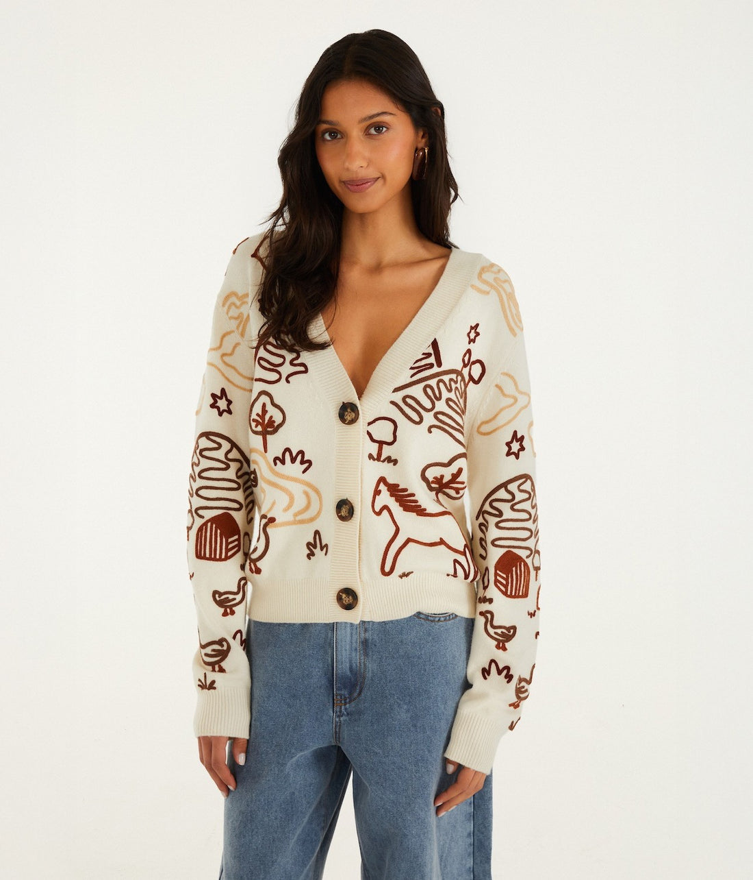 Countryside Cornelli Knit Cardigan - Off-White