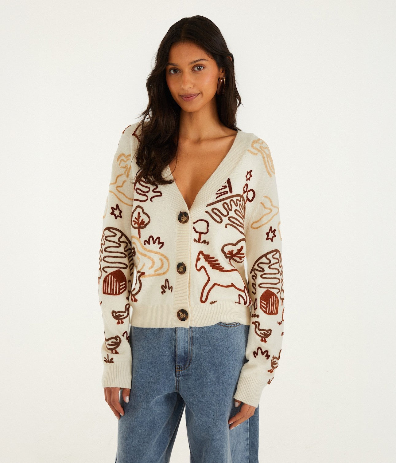Countryside Cornelli Knit Cardigan - Off-White