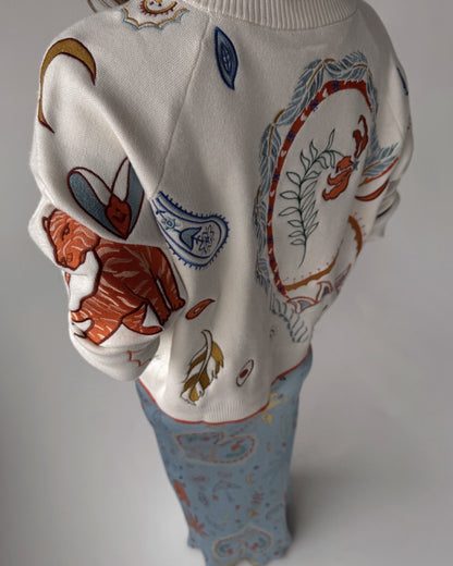 Cream Cheryl Cardigan In Tigress Print - Cream