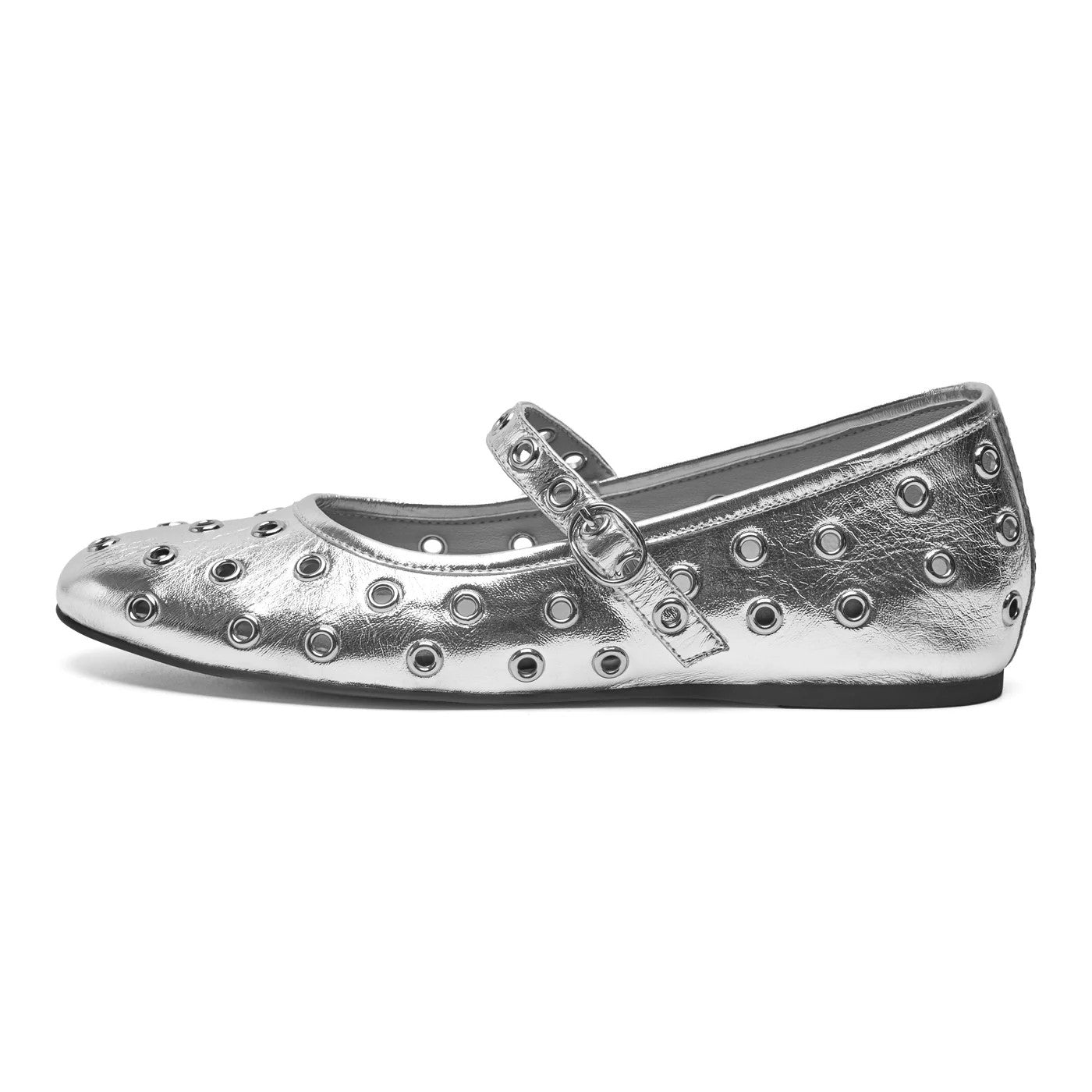 Cristel Metallic Stud Flats - Silver