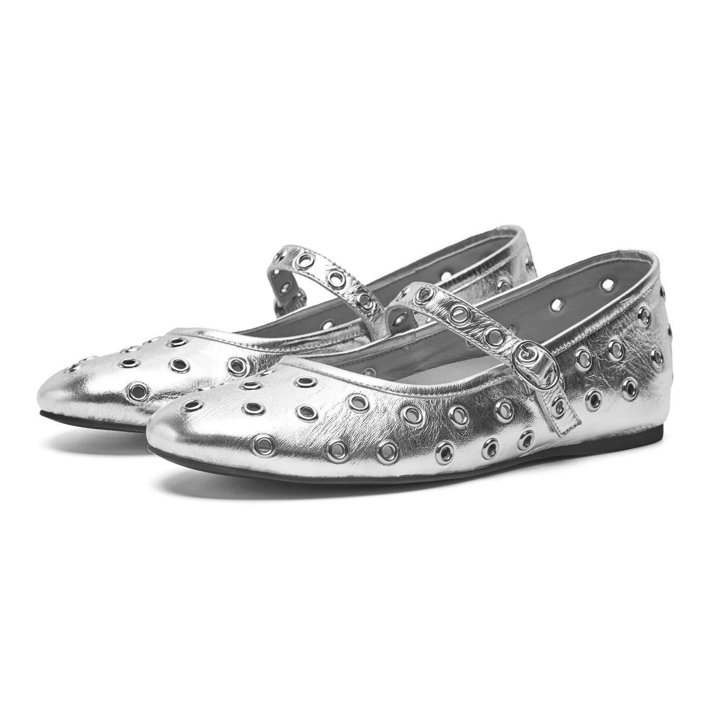 Cristel Metallic Stud Flats - Silver