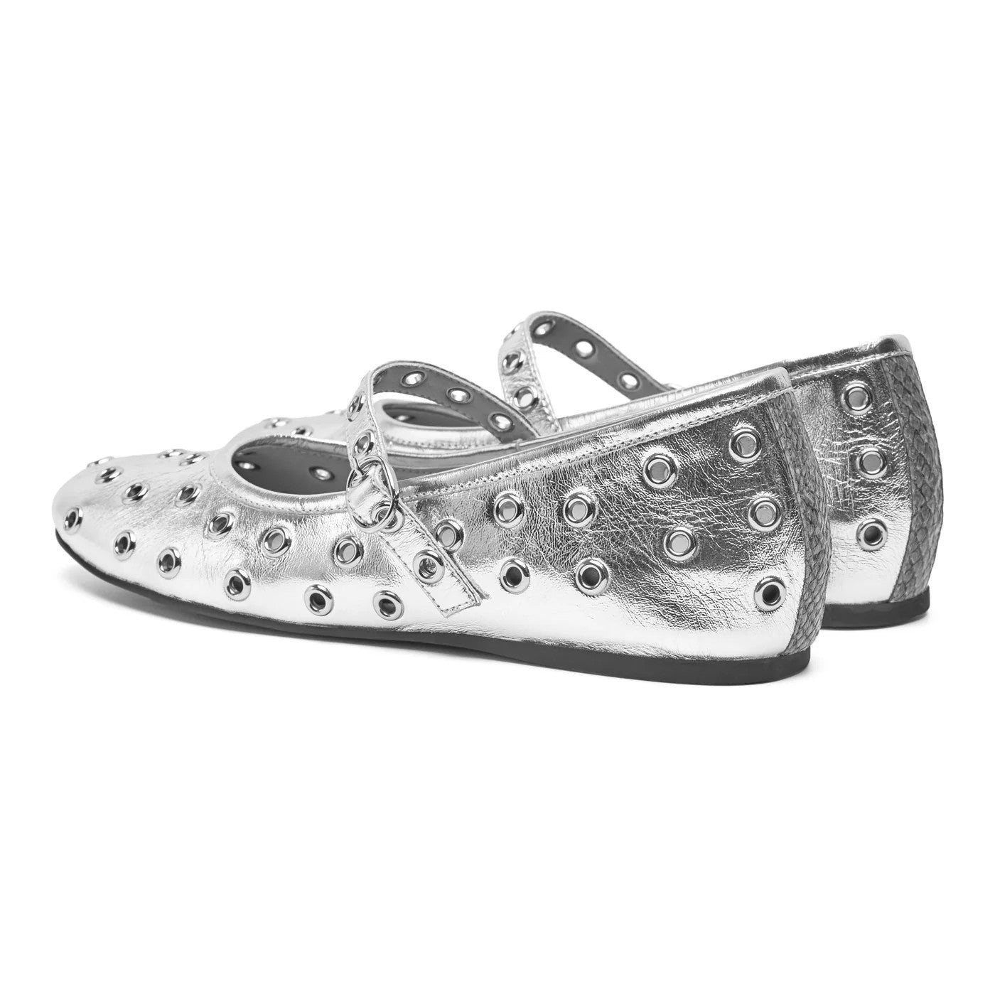 Cristel Metallic Stud Flats - Silver