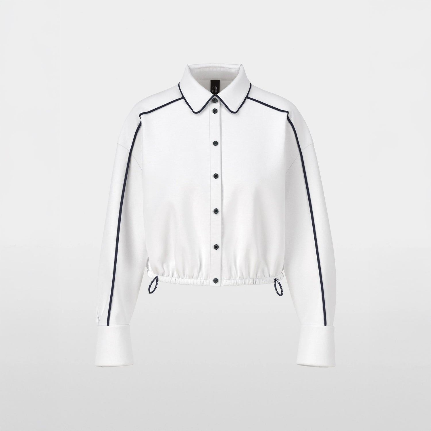 Cropped Piped Cotton Shirt - White