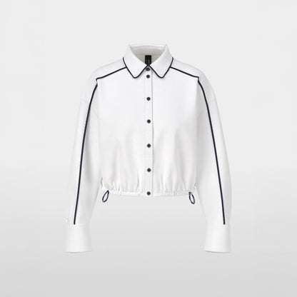 Cropped Piped Cotton Shirt - White