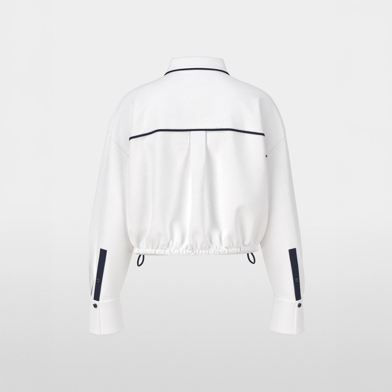 Cropped Piped Cotton Shirt - White