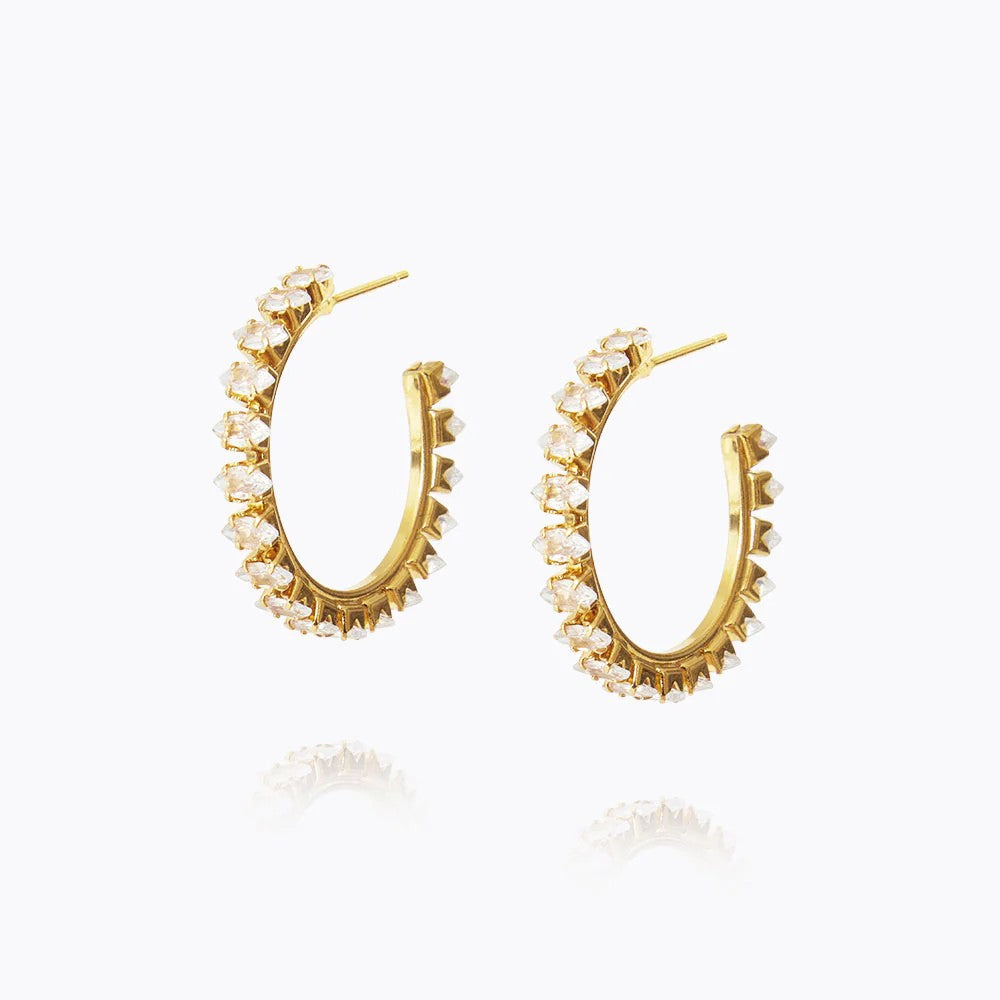 Crystal Navette Loop Earrings Gold - Crystal