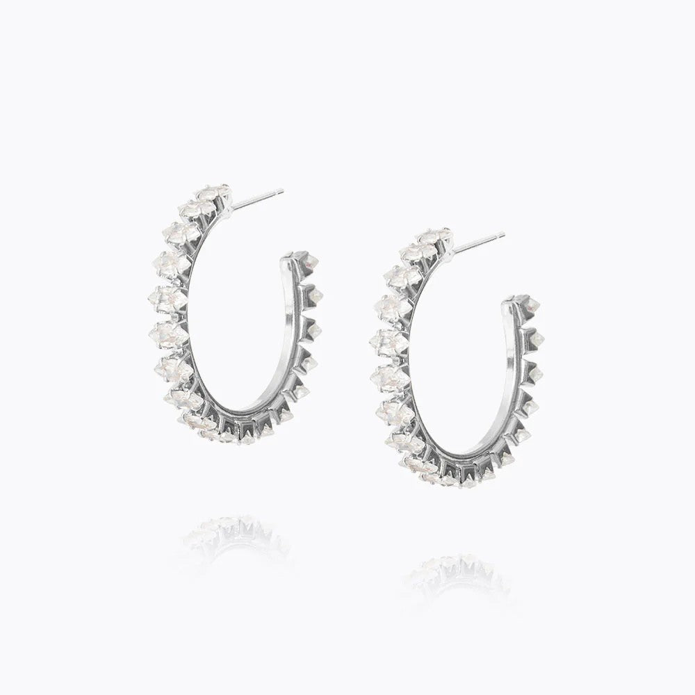 Crystal Navette Loop Earrings Rhodium - Crystal