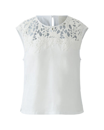Cut Out Embroidered Top - White