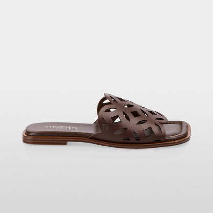 Cut Out Leather Slider - Deep Wood