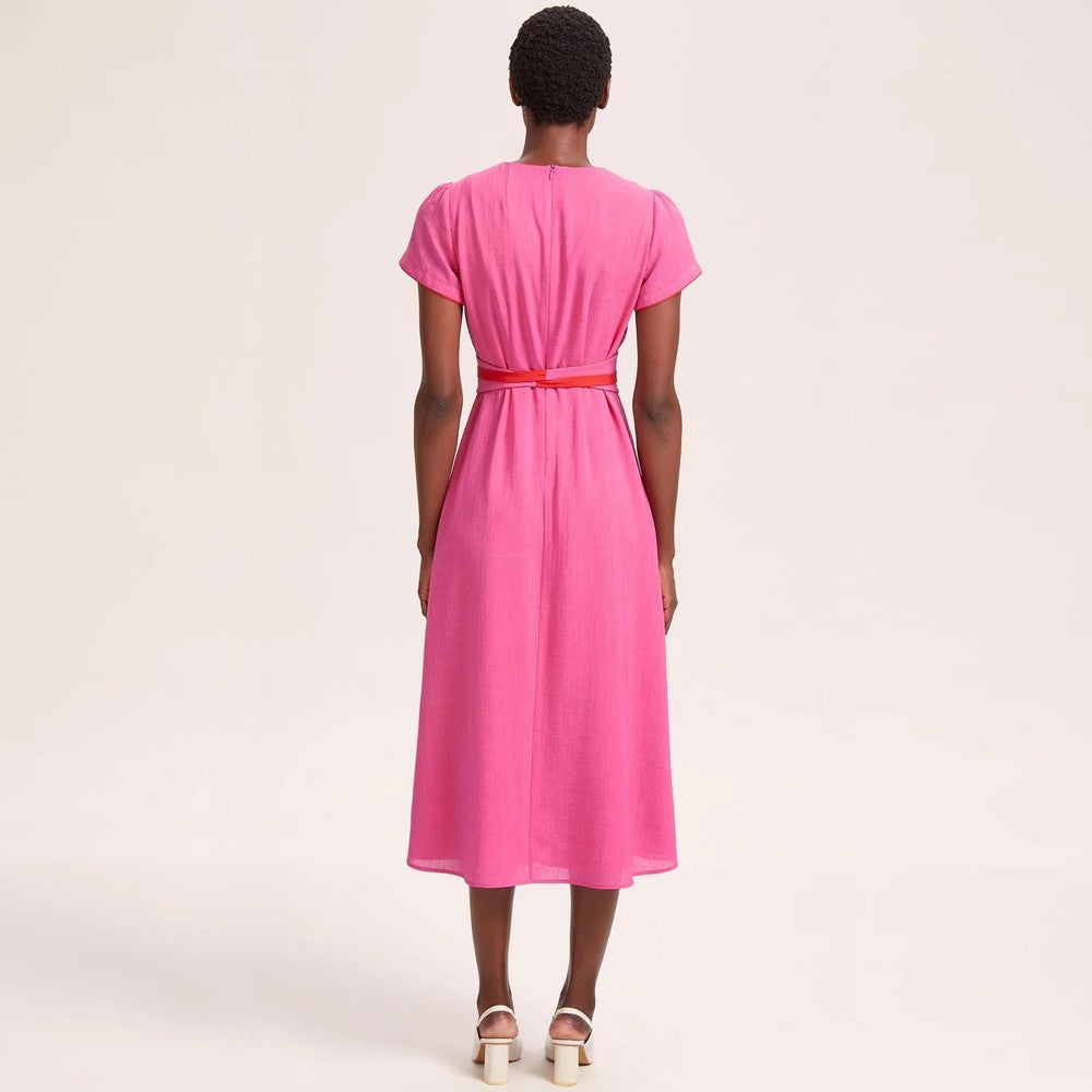 Rosie Belted Maxi Dress - Hot Pink/Crimson