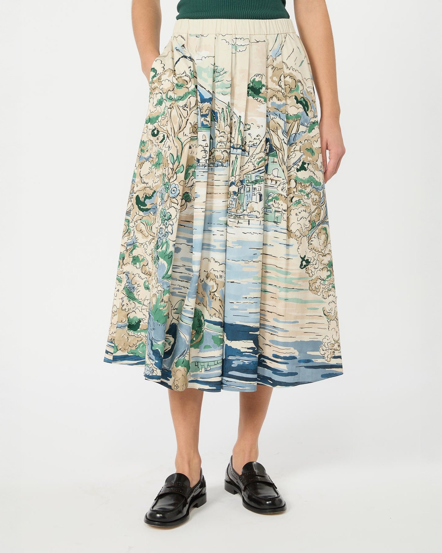 Adeptoa Holiday Print Skirt - Light Blue