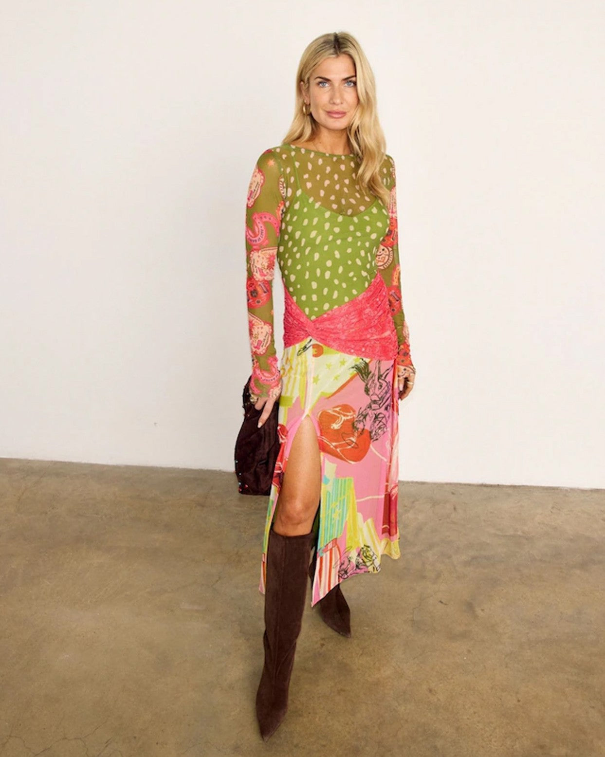 Olive Dahlia Mesh Dress - Multi