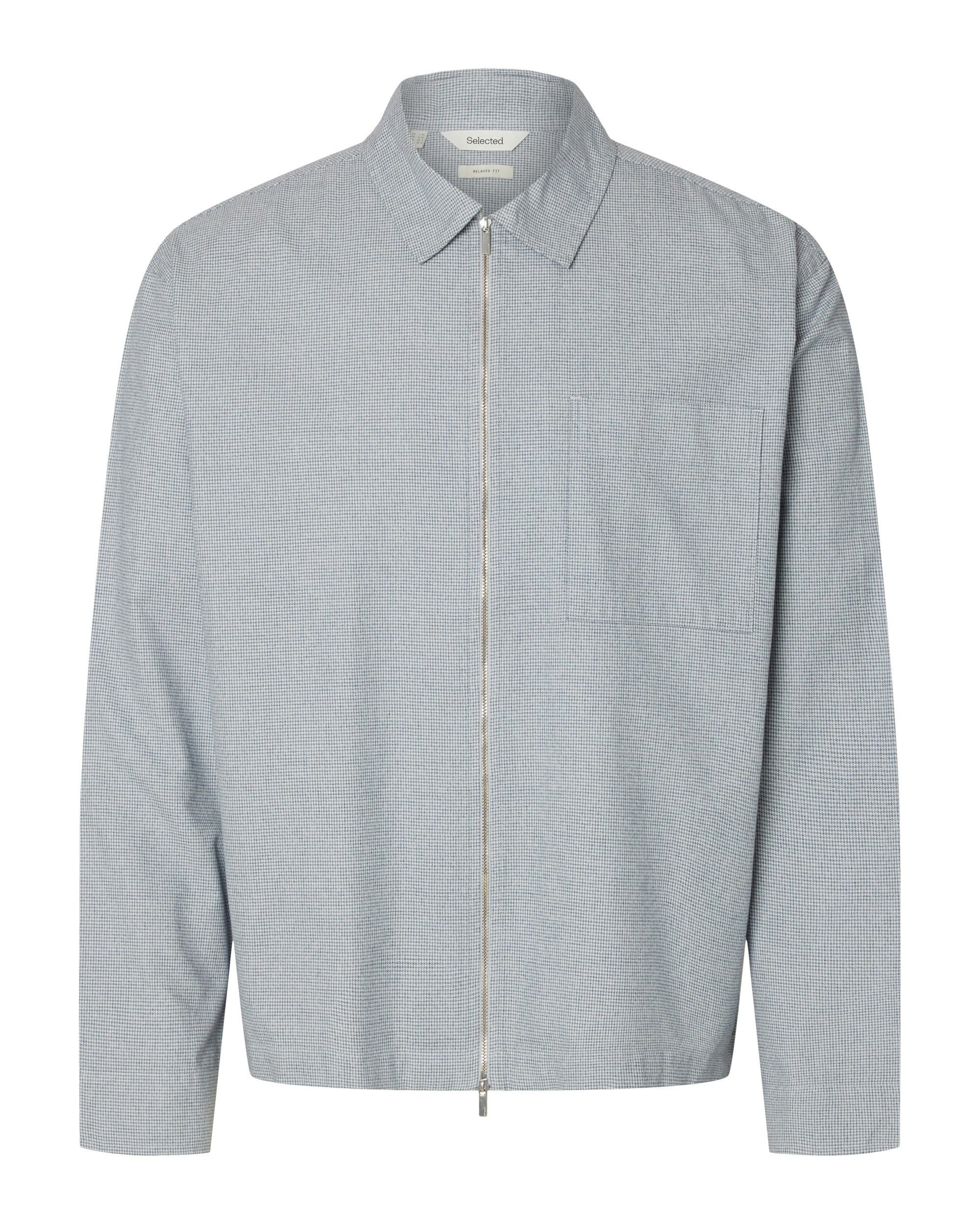 David Mix Zip Overshirt - Blue Mirage