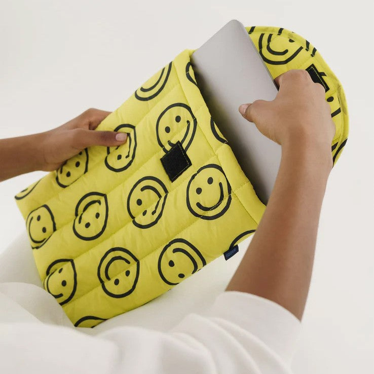 Puffy Laptop Sleeve 13&quot;/14&quot; - Yellow Happy