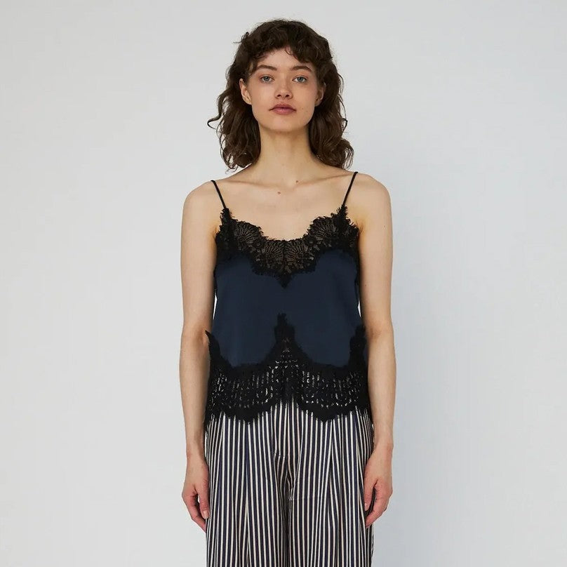 Delicate Lace Top - Ultra Navy