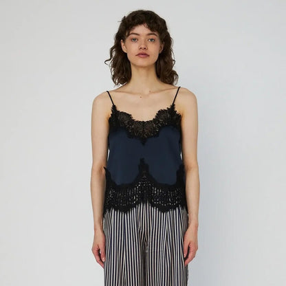 Delicate Lace Top - Ultra Navy