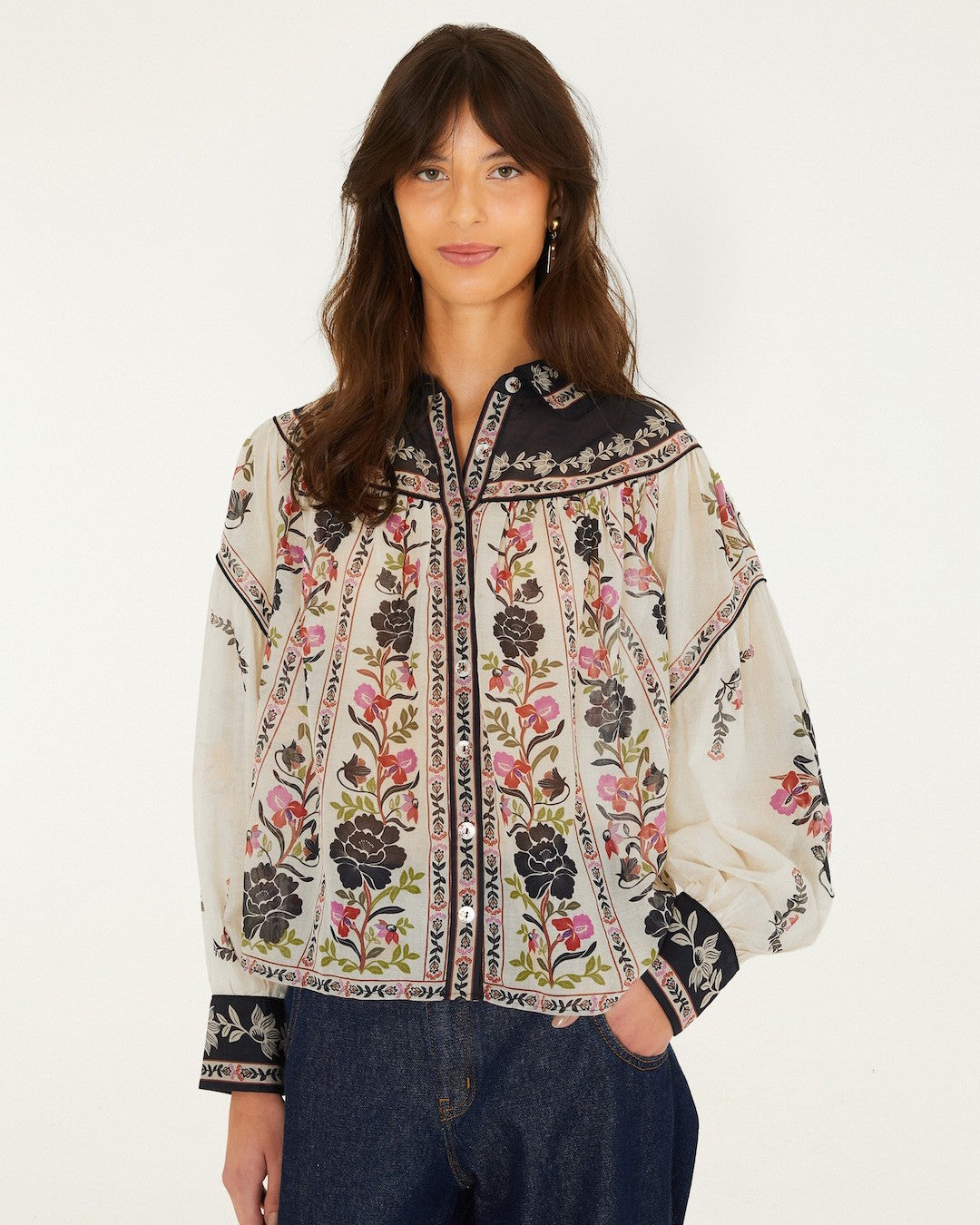 Delicate Floral Blouse - Delicate Floral Cream