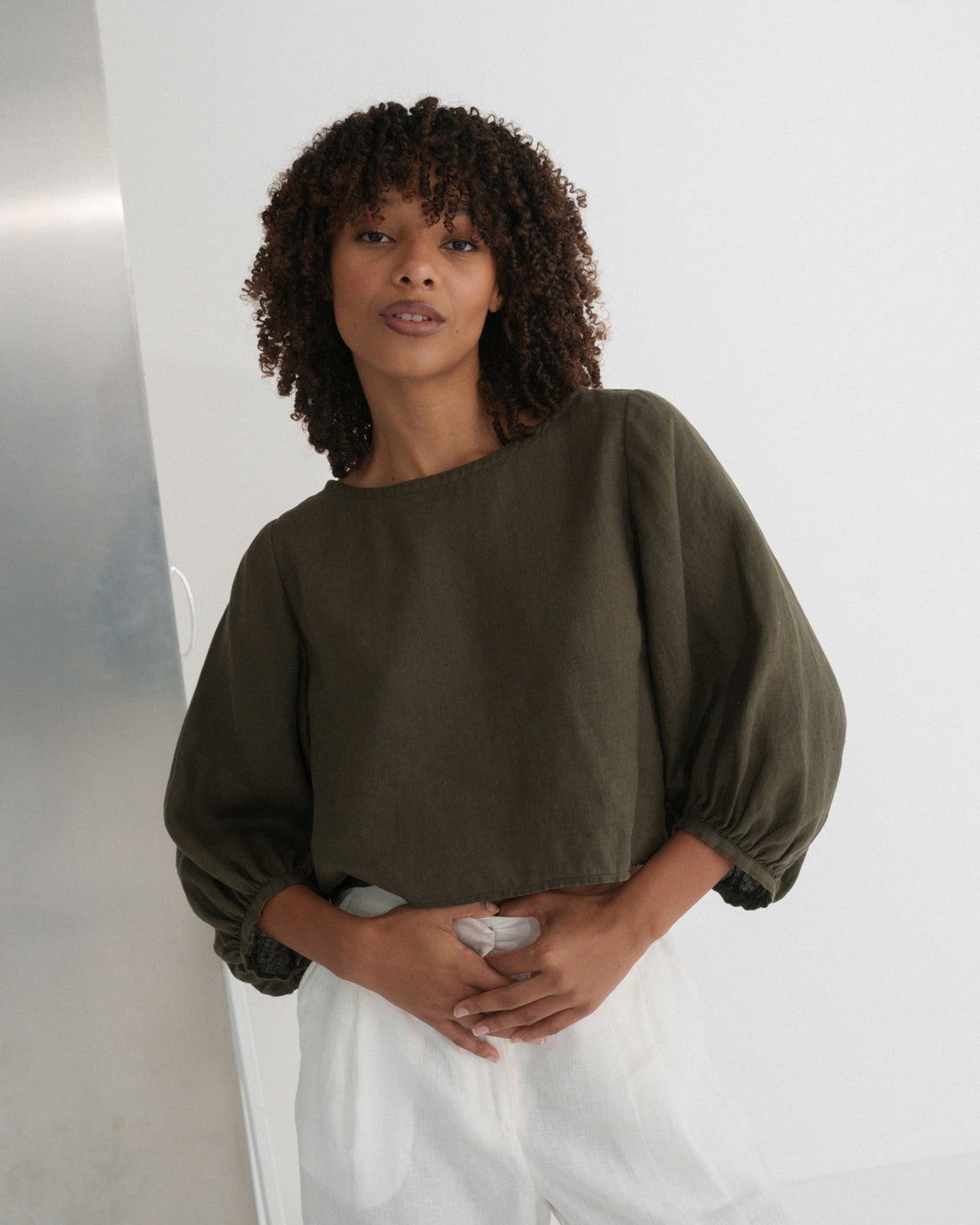 Demi Linen Top - Khaki