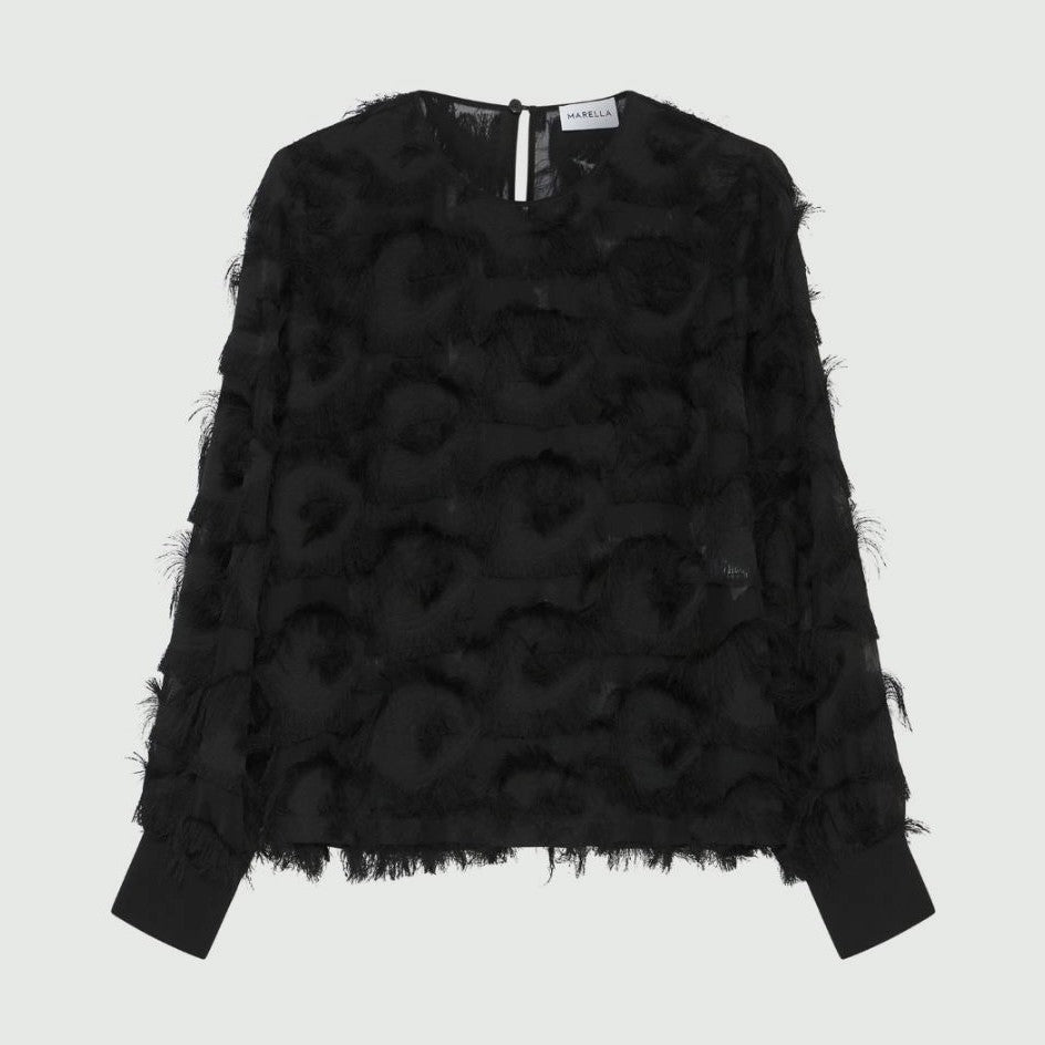 Damien Feather Long Sleeve Top - Black