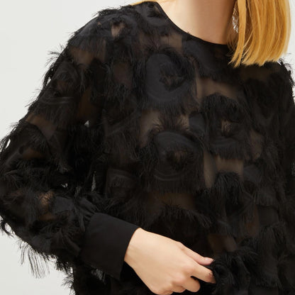 Damien Feather Long Sleeve Top - Black