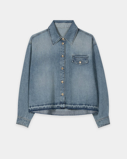 Denim Shirt Raw Hem - Denim