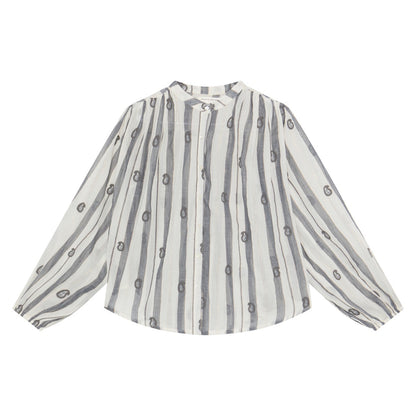 Perla Stripe Emp Blouse - White