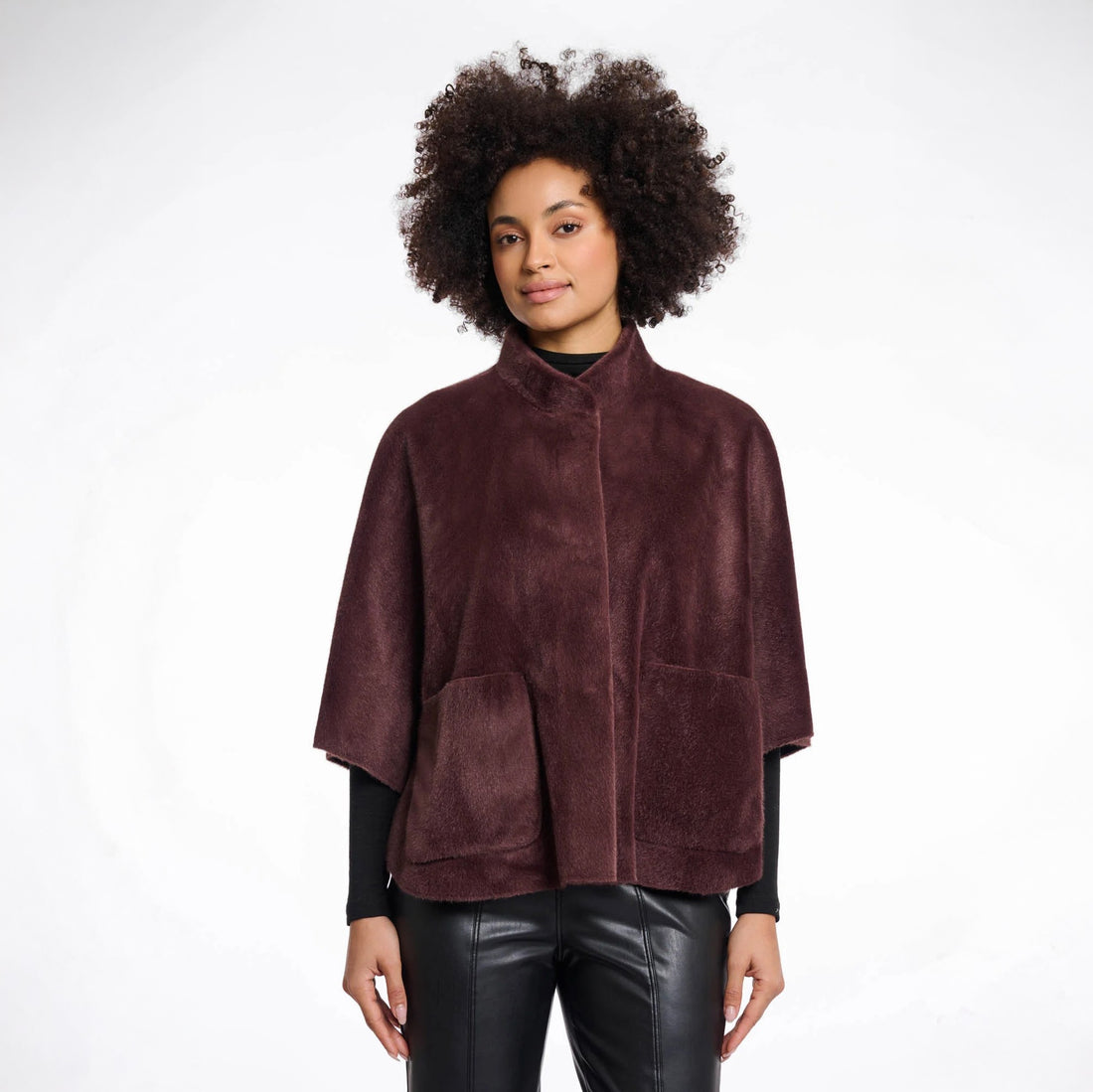 Dewi Faux Fur Cape - Chocolate Bean