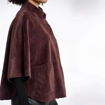 Dewi Faux Fur Cape - Chocolate Bean