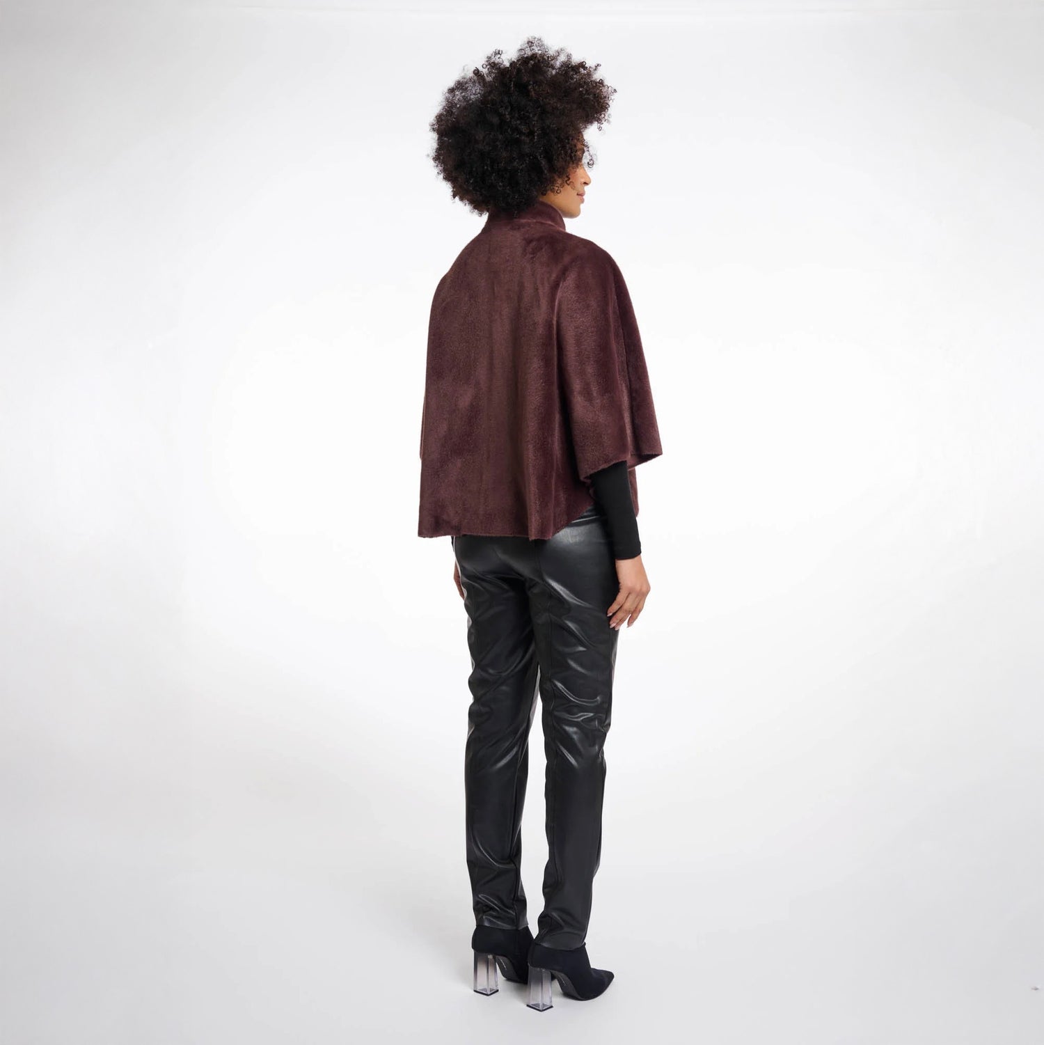 Dewi Faux Fur Cape - Chocolate Bean
