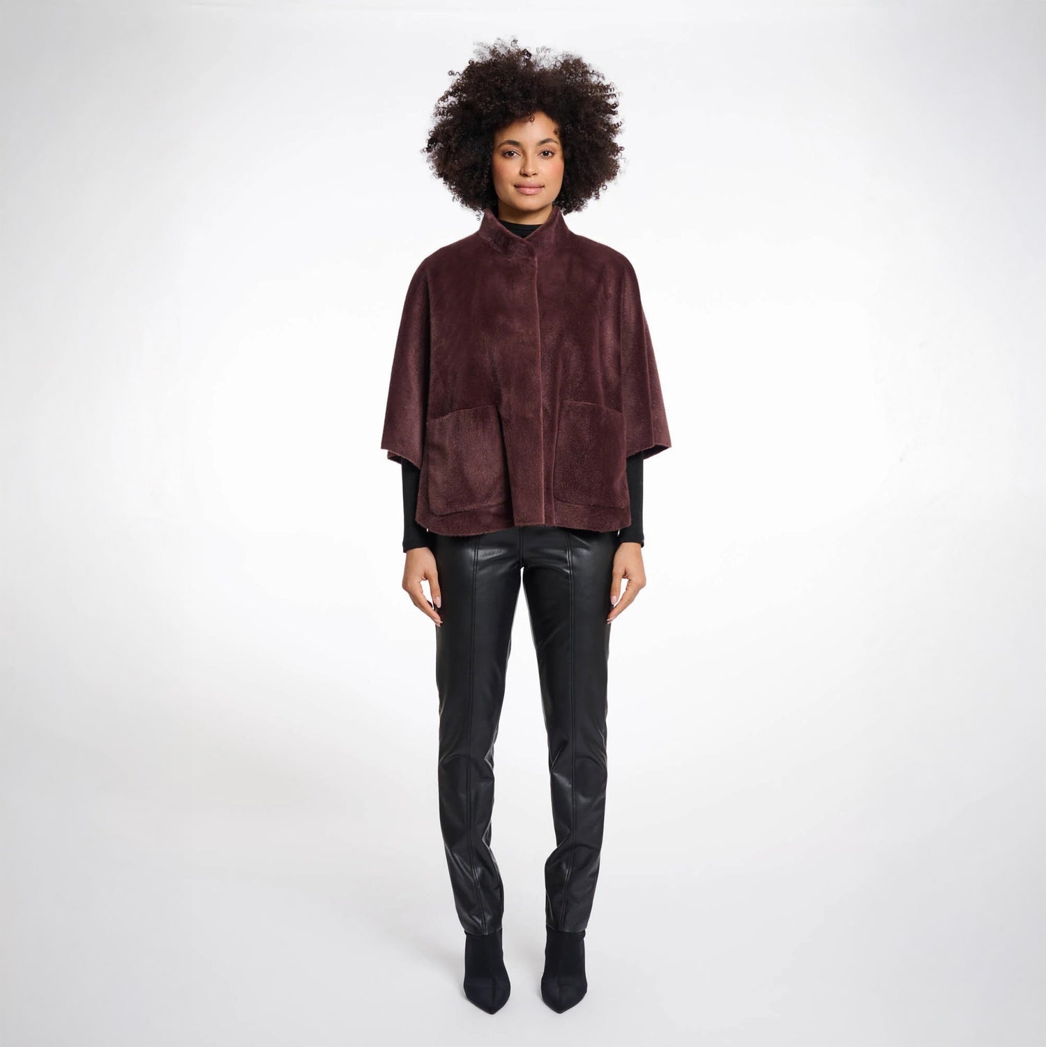 Dewi Faux Fur Cape - Chocolate Bean