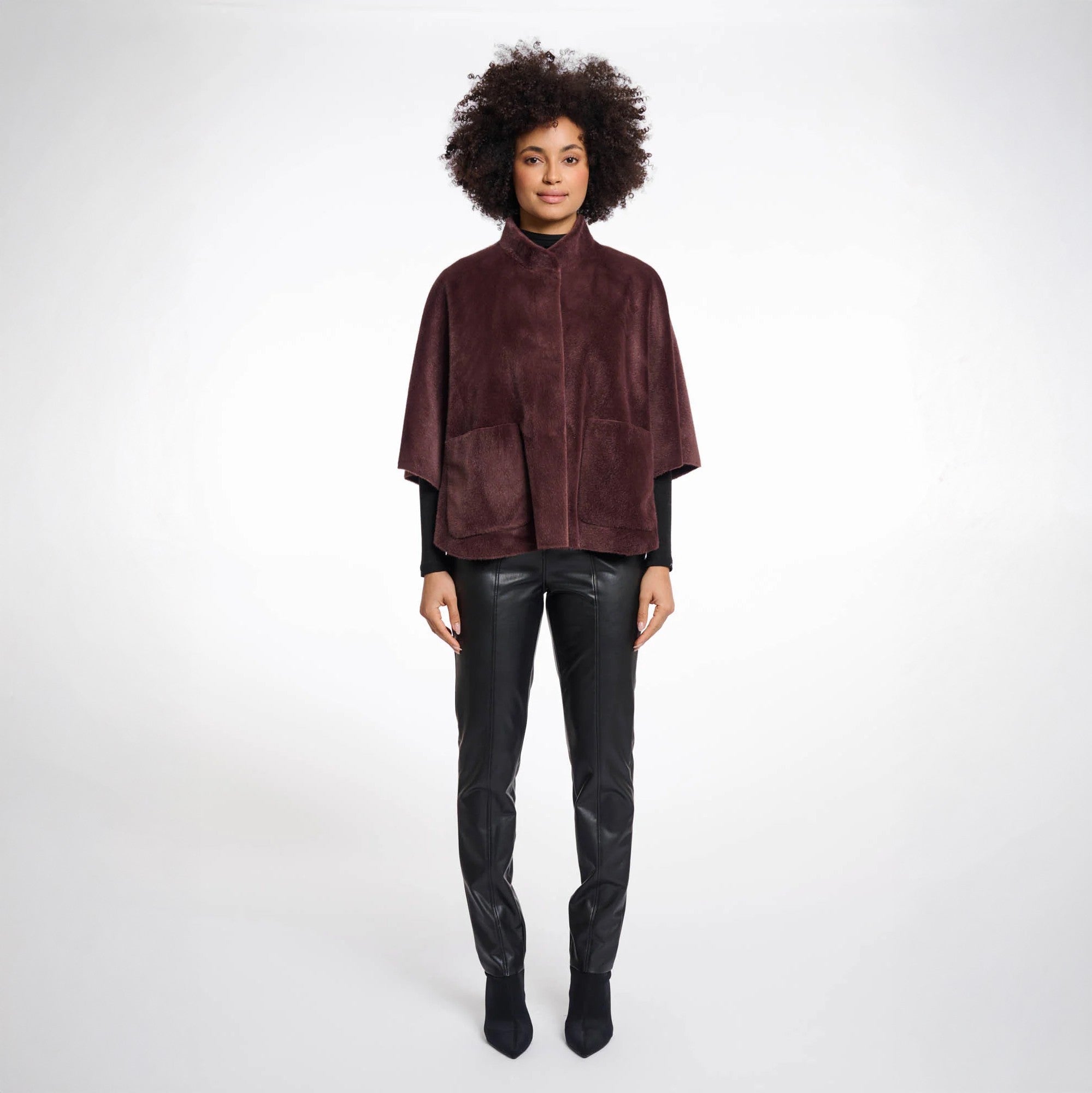Dewi Faux Fur Cape - Chocolate Bean