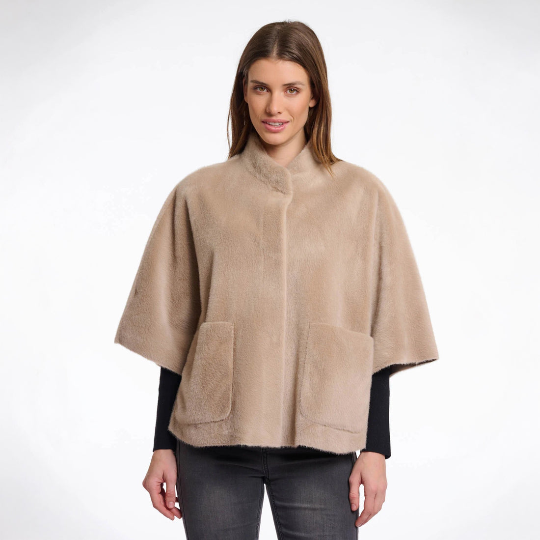 Dewi Faux Fur Cape - Oat