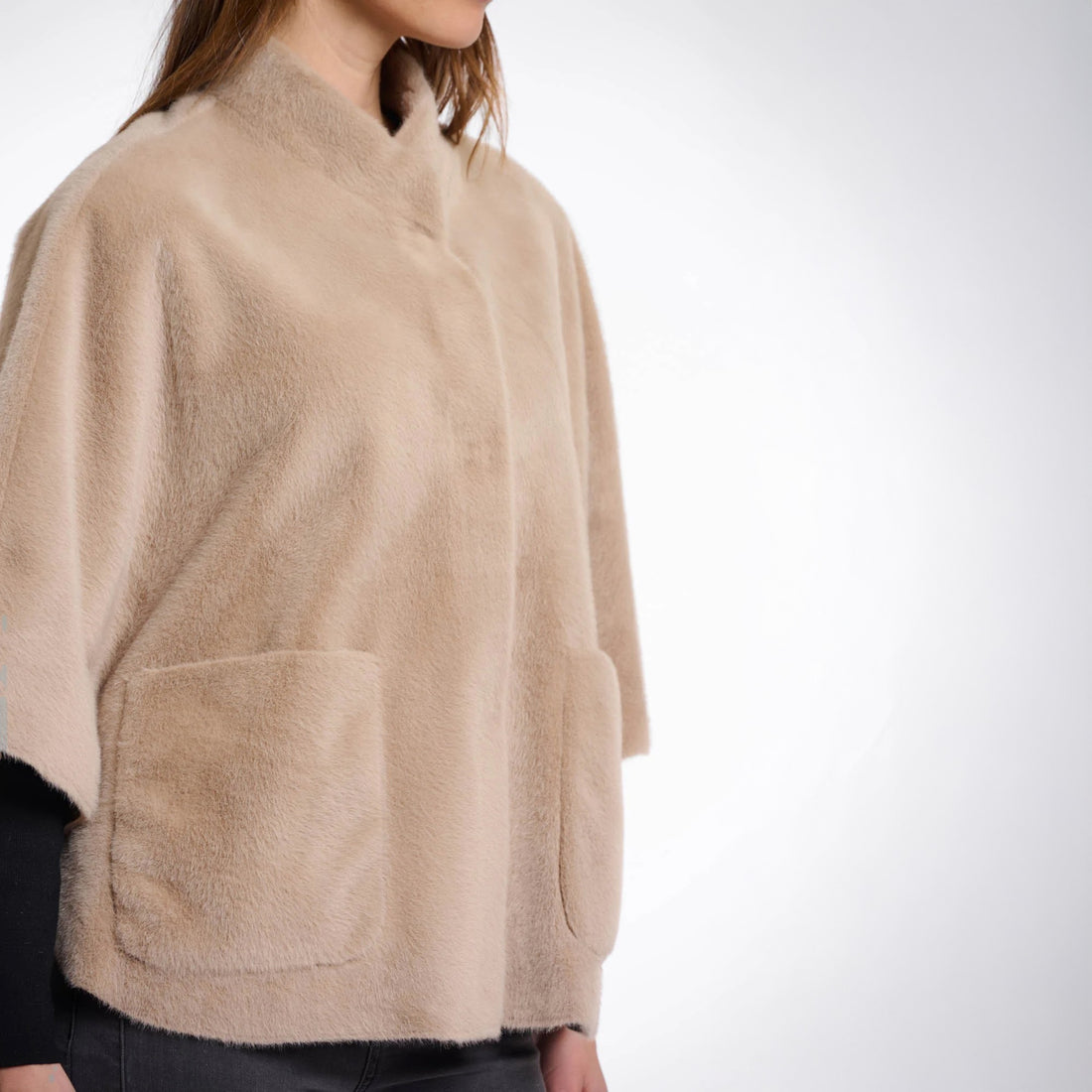 Dewi Faux Fur Cape - Oat