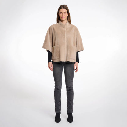 Dewi Faux Fur Cape - Oat