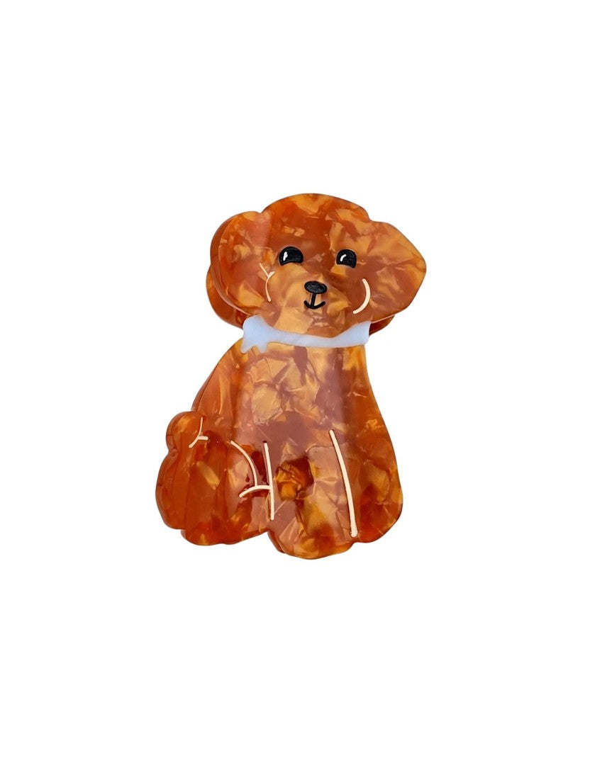 Doodle Puppy Hair Clip - Brown